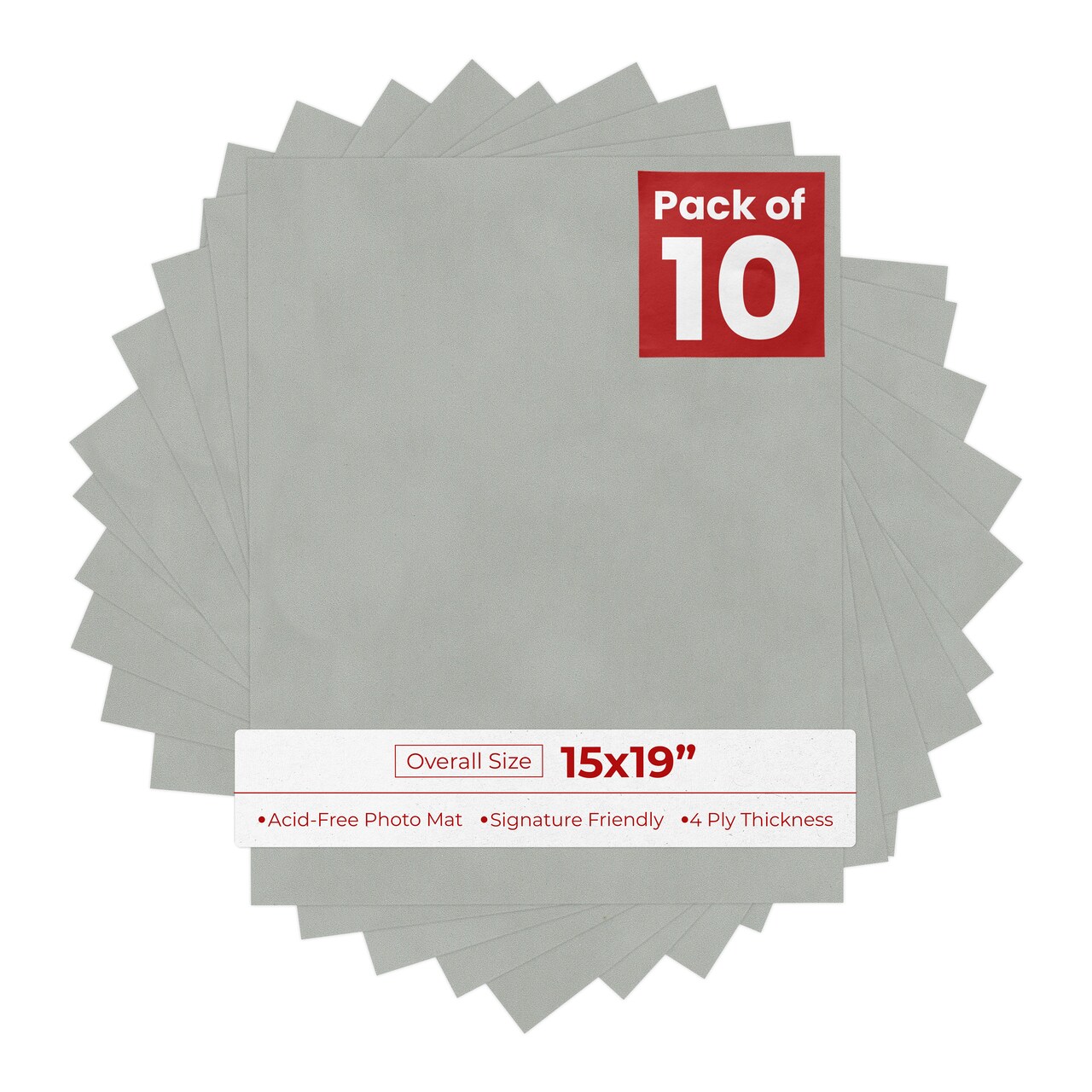 Light Grey Suede 15x19 Uncut Mat Board - Blank Sheets, No Opening